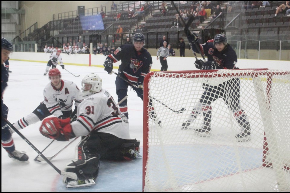 The Voyageurs dropped their away-games weekend tilt to Red Deer Polytechnic. They lost the previous weekend to Augustana, with the home game (pictured) going into overtime to determine a winner. The Voyageurs have six regular season games left to earn a playoff spot.