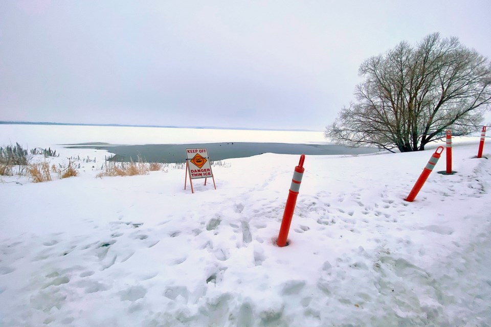 Open water is seen on Upper Therien Lake, near the Town's wastewater treatment plant.