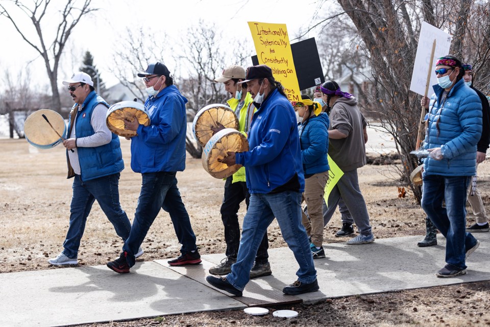 A group of locals gathered at the St. Paul Education office to voice concern over the provincial K-6 draft curriculum, last week.
Janice Huser photo