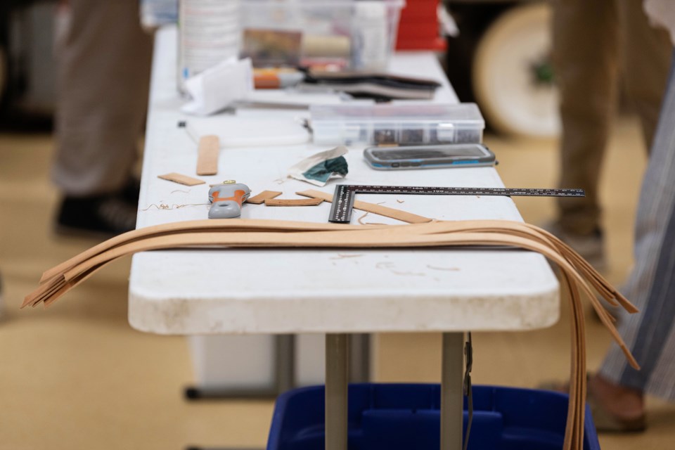 Leather working was among the activities offered at the camp. 