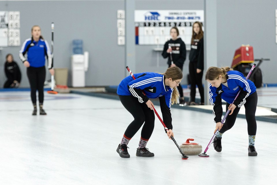 Action from a game between Racette Jr. High School and Glen Avon School girls' teams.