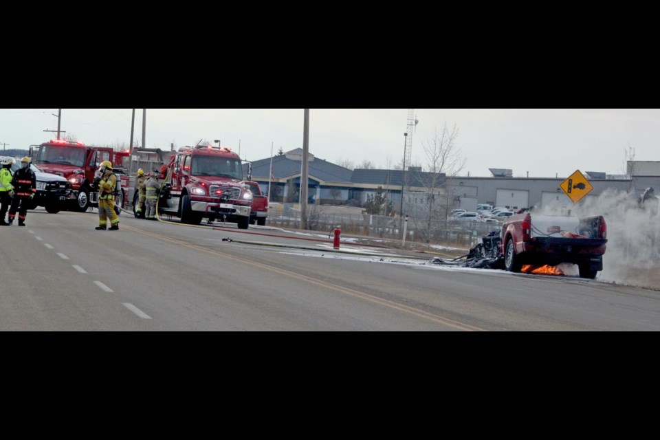 A portion of the truck route connecter near the Lac La Biche Agricultural Grounds was blocked to traffic earlier Saturday night as crews responded to a fire involving at least one vehicle.  The roadway is now open to traffic. There has been no report on injuries from the incident.