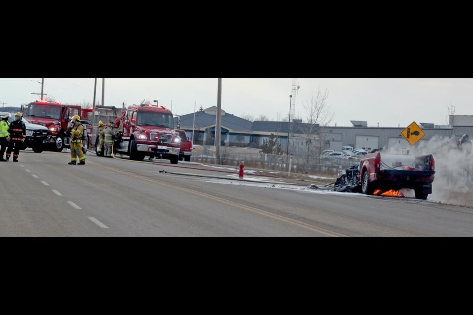 A portion of the truck route connecter near the Lac La Biche Agricultural Grounds was blocked to traffic earlier Saturday night as crews responded to a fire involving at least one vehicle.  The roadway is now open to traffic. There has been no report on injuries from the incident.