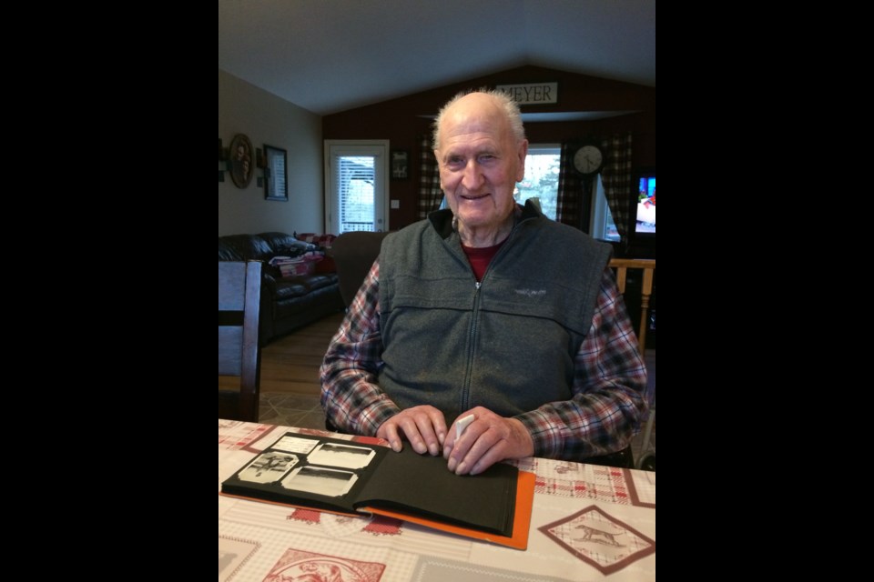 World War 2 veteran Glen Meyer with one of his photo albums from his service in the Ontario Regiment. Meyer spoke the th Lac La Biche POST this week, leading up to Remembrance Day. Meyer turns 99 next June.