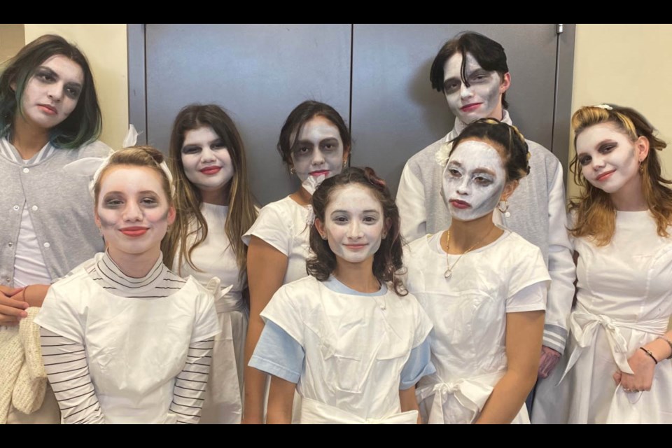Makeup and costume fitting for the Grade 9 teen ghosts from Zombie Night 