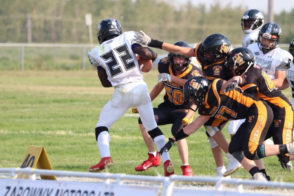 The St. Paul Lions played the Drumheller Titans in an exhibition match on Sept. 3, 2022, prior to the 2022 Wheatland Football League season.