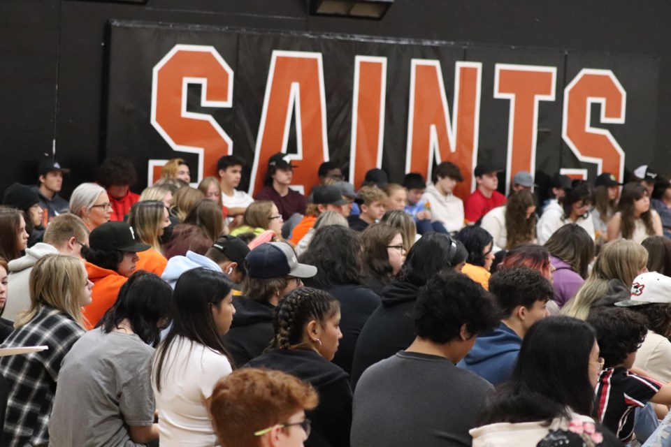 Students at St. Paul Regional High School take part in Orange Shirt Day activities on Sept. 28.