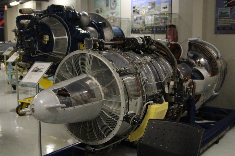 The Orenda Turbojet Engine from CF-100 Canuck was one of the engines displayed upstairs.
