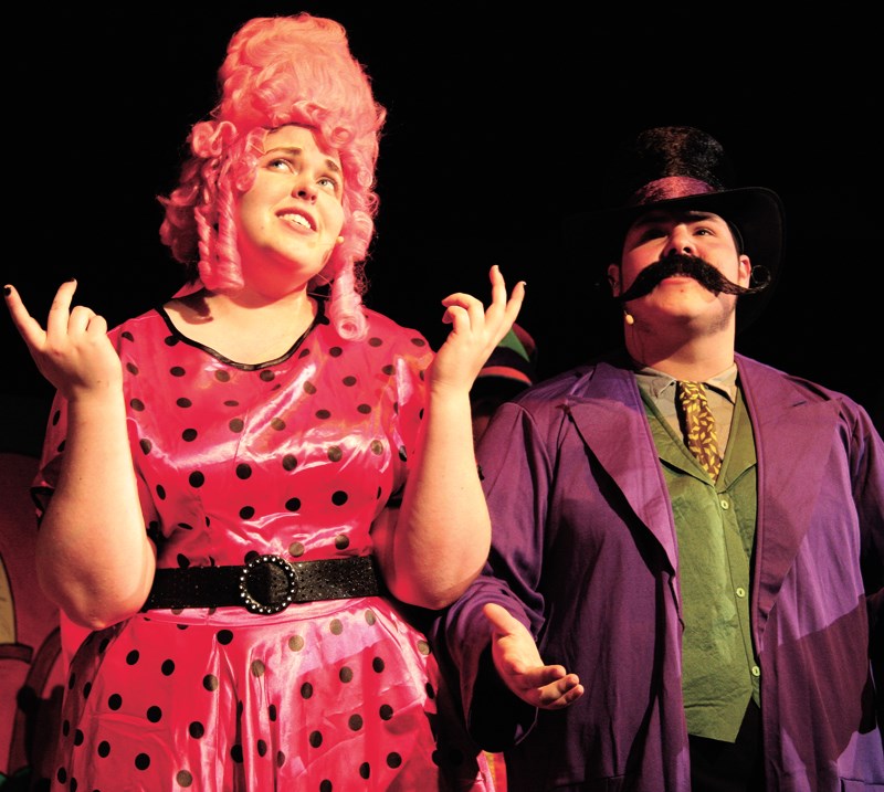 Mrs. Mayor, played by Kiera Malishewski, and Mayor, played by Corey Dow, perform during a rehearsal for Seussical. The Bonnyville Centralized High School musical opens April