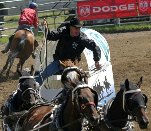 Kelly Sutherland off to a great start on the final day of racing at the Bonnyville Chuckwagon Championship on Sunday.