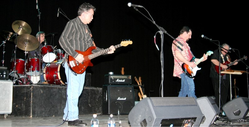 Cold Tie Walker (from left) Randy Paddlesky, Dave Piche, Rob Burns and Wayne Richard play in Cold Lake on Friday. Pictured: the band plays before The Stampeders with the