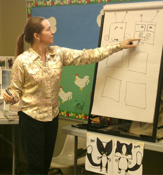 Lorna Bennett explains her techniques to people of all ages, during her illustration seminar at the Bonnyville Library on Sept. 25.