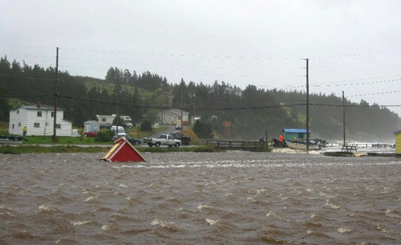 A stage is carried out to sea in Whiteway, Trinity Bay.