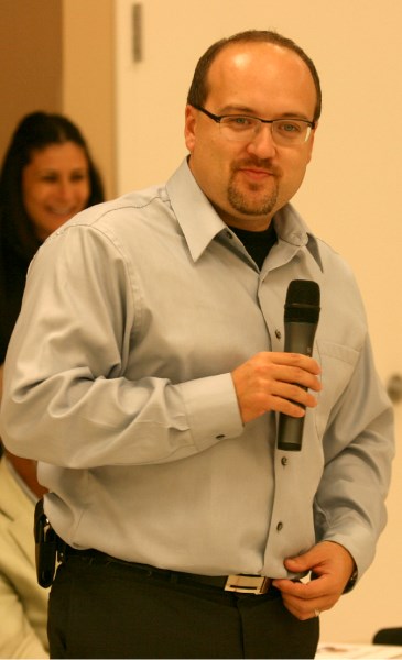 MP Brian Storseth answers questions at a town hall meeting in Cold Lake Oct. 12.