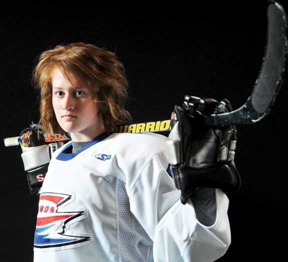 Jennifer Moe is one of only three midget-age players to play on the Edmonton Chimos this season.