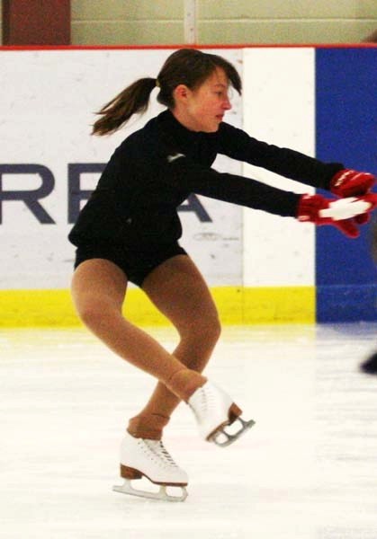 Bonnyville Skating Club member Paitan Molde performing some of her manoeuvres at practice Dec. 9.