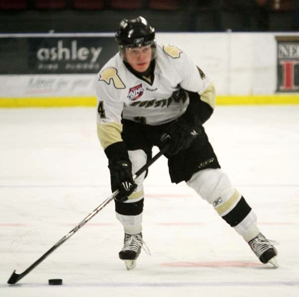 Pontiacs defenceman Donnie Harris mans the blue line during the 2010-11 season. Harris will be moving on to the University of Alaska-Anchorage next season.