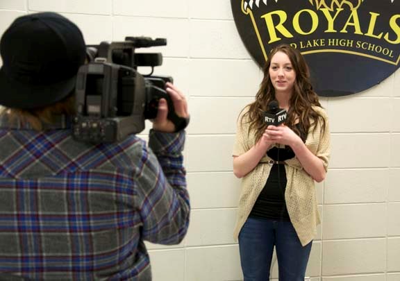 Camera operator Dausen Kuypers and reporter Tylyn Lucas are two of two dozen Cold Lake High School multimedia students who are anxious and excited about being involved in