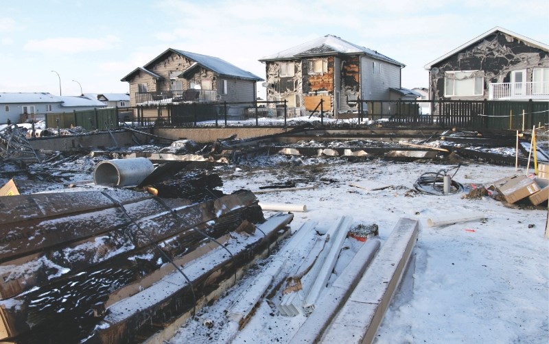 A house under construction near H.E. Bourgoin School burnt to the ground Sunday morning. Bonnyville firefighters responded to the blaze and contained it quickly, but three