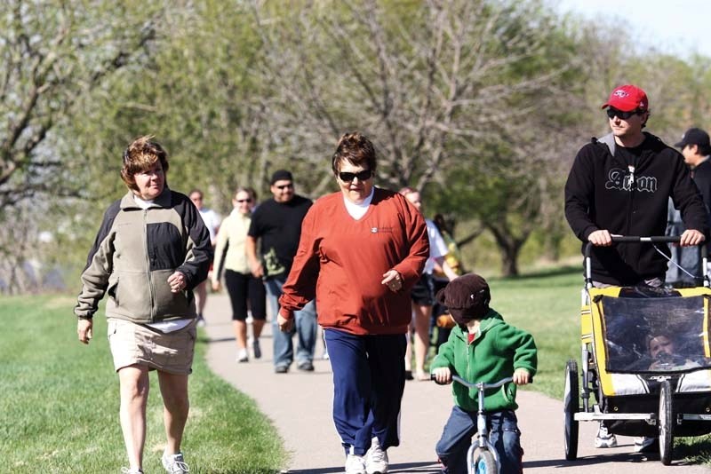 About 55 people walked or ran around Jessie Lake as part of Portage College&#8217;s initiative to raise money for schools in Third World countries.