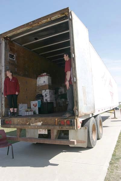 A truck is loaded up with donations for Slave Lake relief efforts.