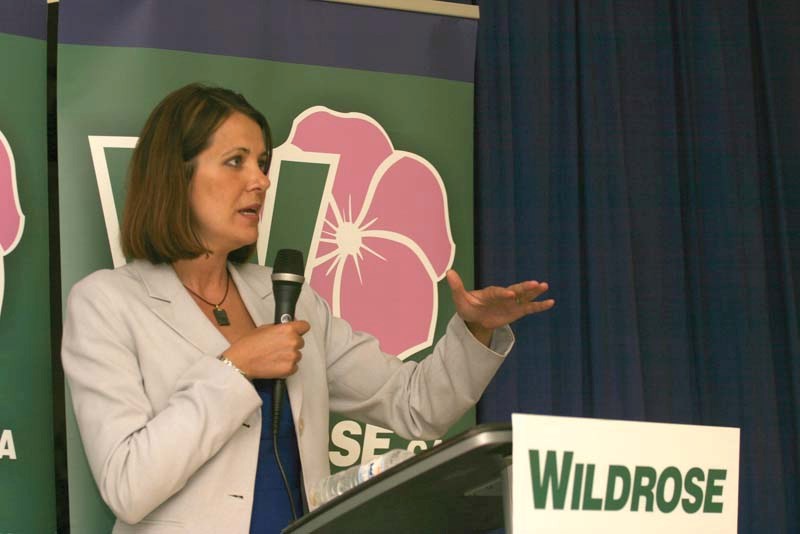 Wildrose leader Danielle Smith speaks at the Ardmore Community Hall this past Tuesday.