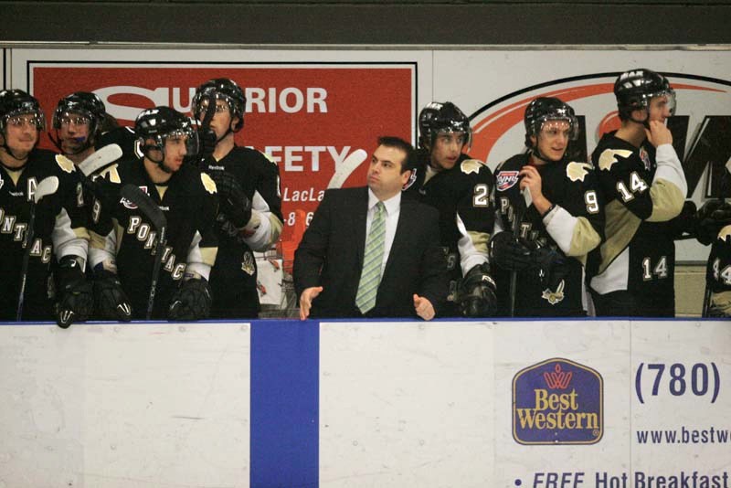 Pontiacs head coach and general manager Chad Mercier is pictured during a game this past season.