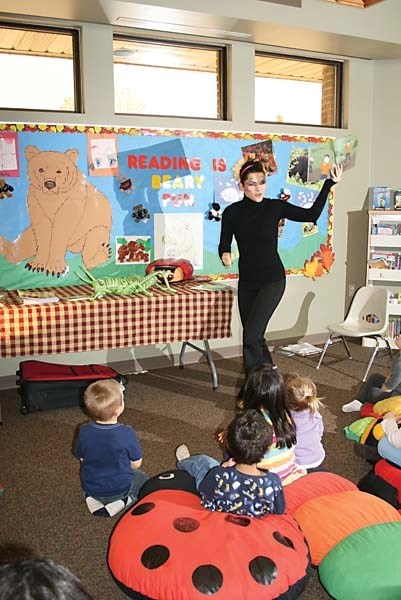 Local author Mandy Hunter reads her book Bug Crazy to children at the Bonnyville Municipal Library on Nov. 30.