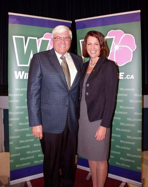 New candidate for Bonnyville &#8211; Cold Lake Roy Doonanco stands with Wildrose Party leader Danielle Smith at the Wildrose fundraiser in St. Paul Jan. 31.