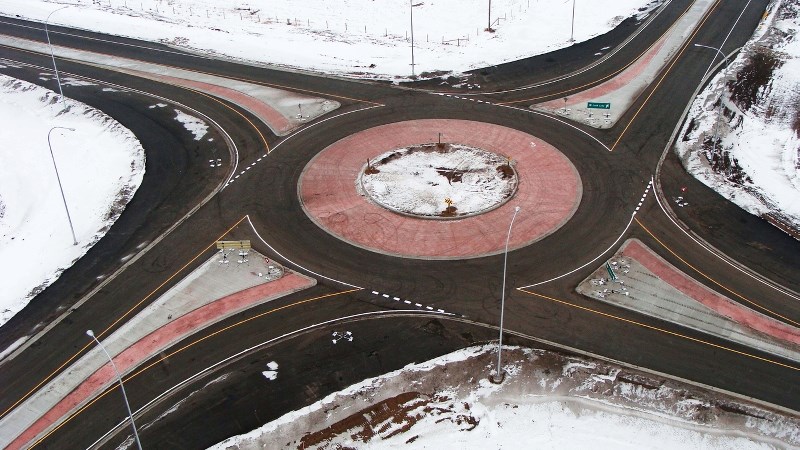 Construction on the roundabout at the intersection of Highways 55 and 892 has been completed and is open to the public. Provincial government officials urge drivers to use
