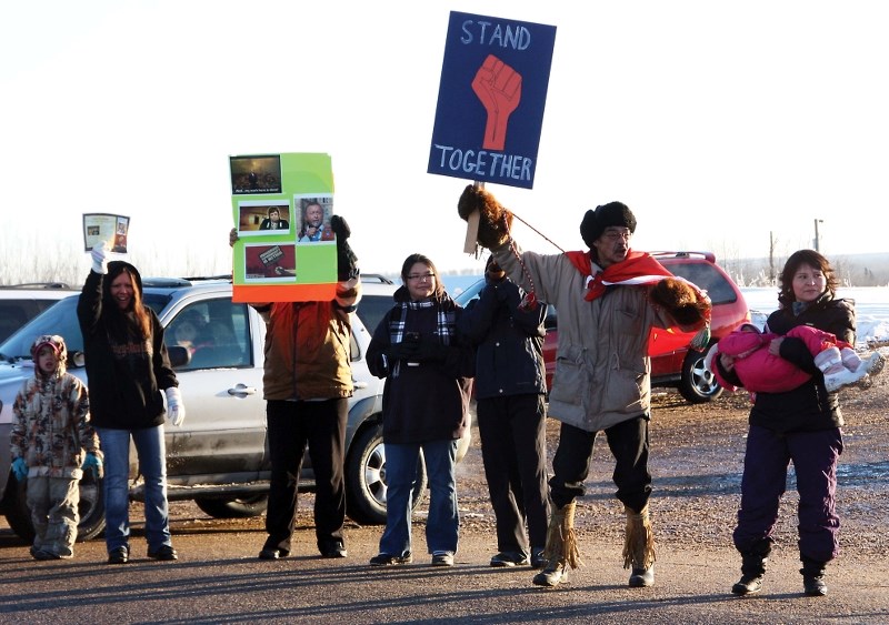 On Dec. 15, more than 100 residents of Cold Lake First Nation and surrounding communities rallied along Highway 28 across from Casino Dene, just outside of Cold Lake, in
