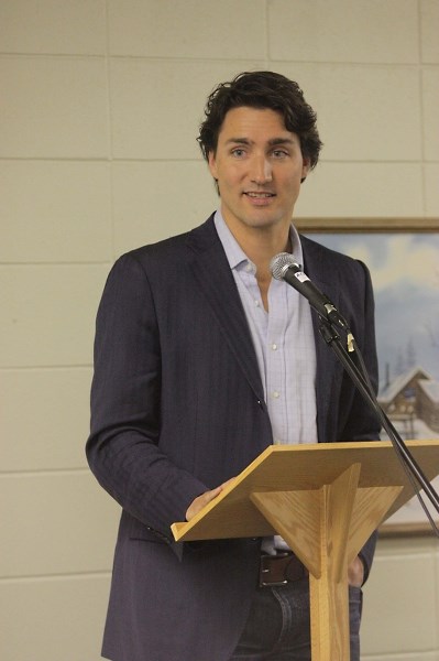 Justin Trudeau responds to questions from the public during his visit to Bonnyville&#8217;s French Cultural Centre on Jan. 26. The visit was part of Trudeau&#8217;s tour of