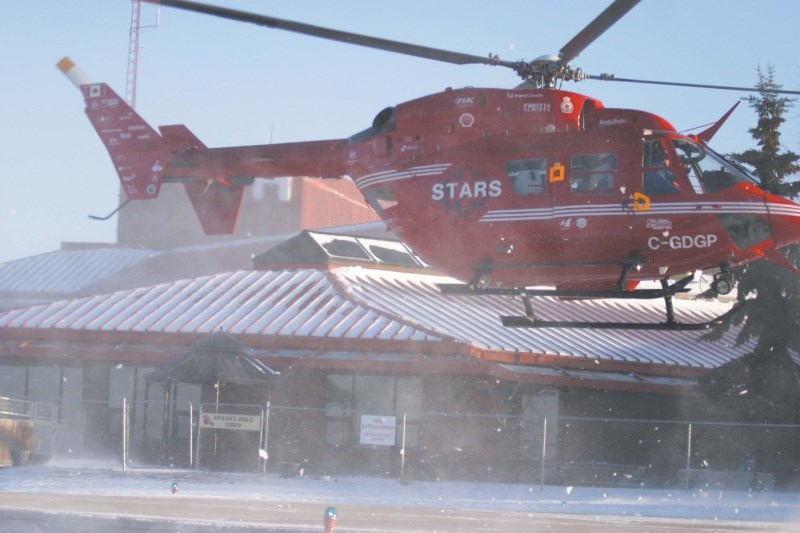 Stars Air Ambulance lands at the Bonnyville Health Centre last January.