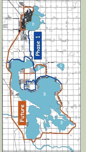 A map included in the Lakeland Sprts and Recreation Association&#8217;s Moose Lake Trail master plan shows the planned route of the proposed multi-purpose walking trail.