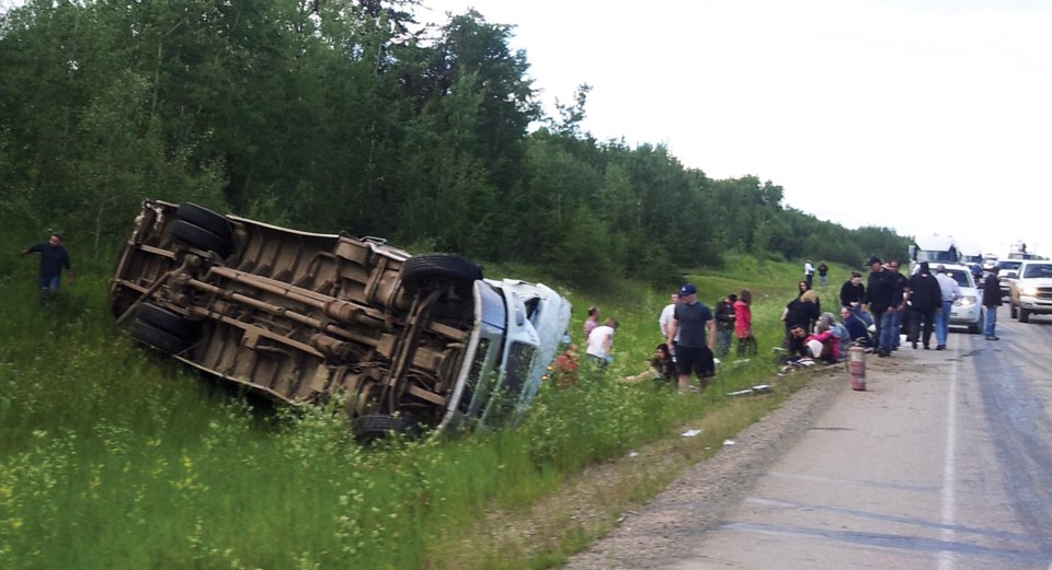 A bus carrying Cenovus workers crashed into a ditched shortly after 6pm on Monday night. Cenovus says 13 people were taken to hospital in Cold Lake and Bonnyville.