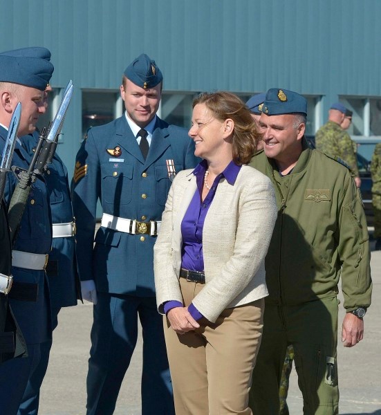 Premier Alison Redford, seen here visiting 4 Wing Cold Lake, took part in a conference call with rural media this past week.