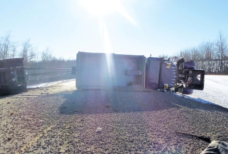 A 61-year-old Edmonton man died after the semi gravel hauler he was driving lost control and rolled over, ejecting him from the vehicle. The incident occured on Highway 41
