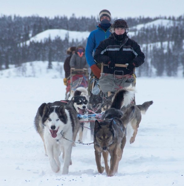 Laura Dokter on her dogsledding expidition near Great Slave Lake in the Northwest Territories.