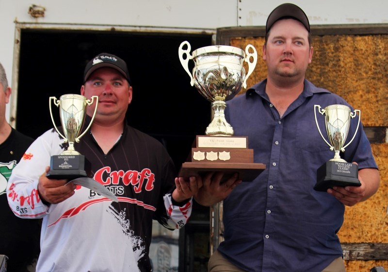 Ryan Johnson (left) and Chris Suhan (right) were the big winners of the 4th annual Moose Lake Walleye Classic on June 26 and 27. The pair had a two-day total weight of 33.4