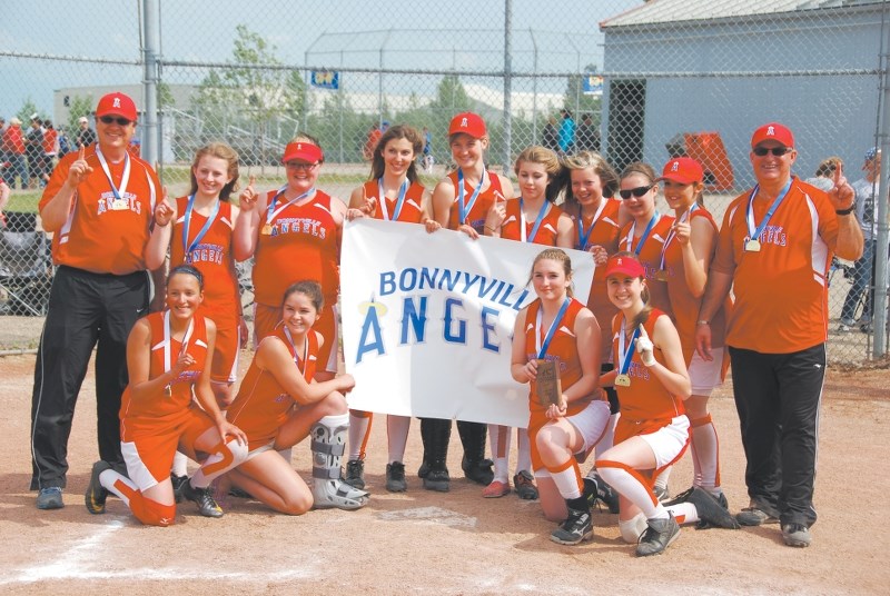 onnyville Angels took home a Provincial gold medal in the U-16 D Provincial Fast Ball tournament in Leduc, AB held on June 28-30th, 2014. They came back from a 7-2 deficit in 