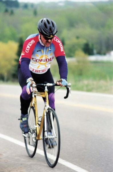 A group of 300 cyclists will gather in Edmonton next month for the 14th annual Roger&#8217;s Harvest Ride. Pictured above, the late Roger Tetrault riding his favourite road