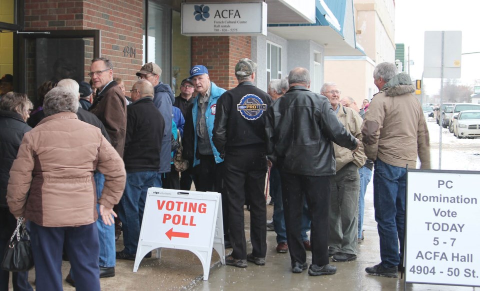 Hundreds of residents were forced to stand in the cold while they waited to vote at the advanced poll in Bonnyville last week.