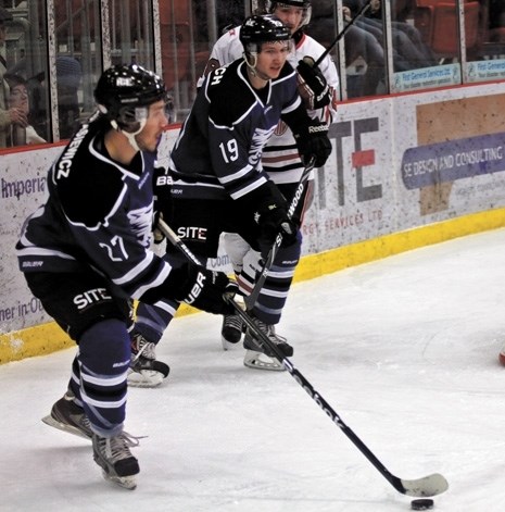 Nick Astasiewicz (#27) and Mike Harbich (#19) are two players that will be returning to the Cold Lake Ice for another season. The Ice will be holding open traning camp to