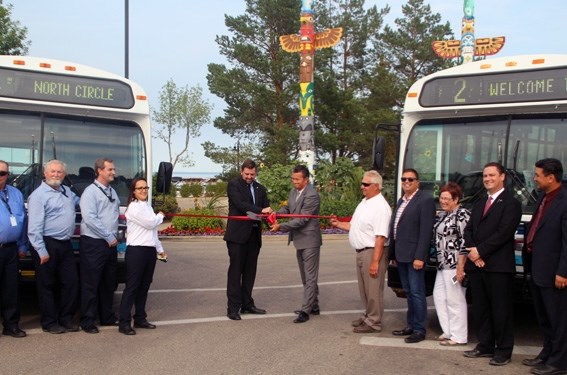 City of Cold Lake officials, along with the new transit drivers, held a ceremonial ribbon cutting on Aug. 25 to officially kick-off the start of the city&#8217;s new public