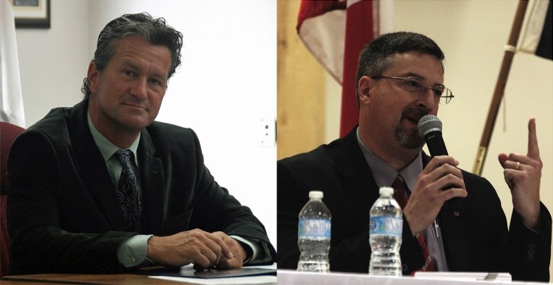 Cold Lake Mayor Craig Copeland (left) and Bonnyville Mayor Gene Sobolewski (right) both offer their thoughts on the I.D. 349 agreement last week.