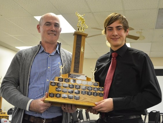 Jonas Church was awarded the Defensive Player of the Year award at the Voyageurs annual banquet on Dec. 3.