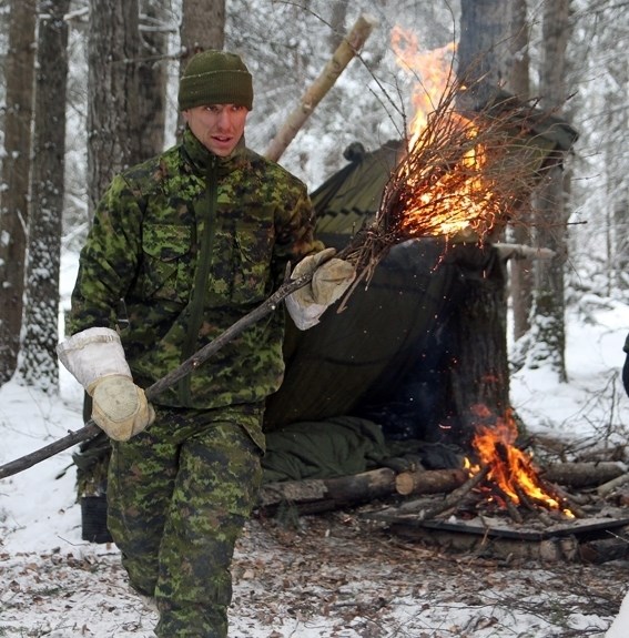 As part of Frosted Flier, trainees were required to light a signal fire to alert helicopter crews of their location.