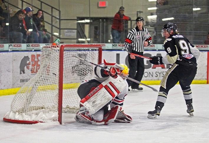 Bobby McMann scored in overtime to lead the Pontiacs over the Whitecourt Wolverines on Saturday night.