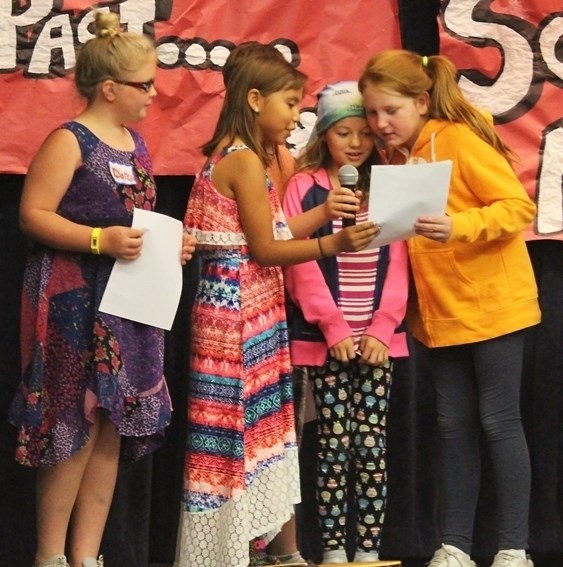 Current and former staff and students enjoyed an afternoon of reminiscing about Cold Lake Elementary. (left, left to right) Darcy Ulfsten, Zeandra Shupac, Ella Mayer, and