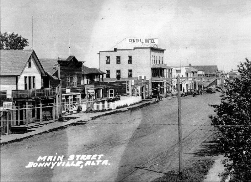 An early photo of Main Street in Bonnyville.